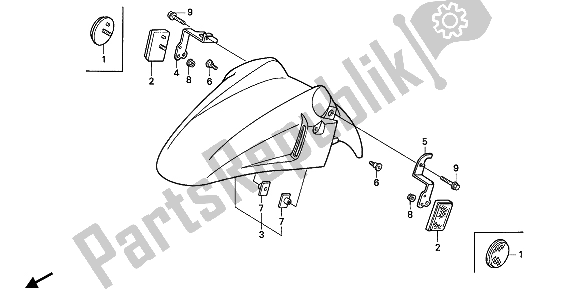 Tutte le parti per il Parafango Anteriore del Honda CBR 600F 1993