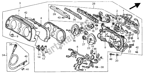 All parts for the Meter (mph) of the Honda ST 1100 1997