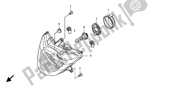 All parts for the Headlight of the Honda SH 150 2012