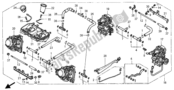 Todas as partes de Carburador R (assy) do Honda RVF 400R 1996