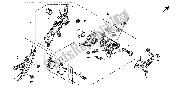 All parts for the Rear Brake Caliper of the Honda CRF 450R 2013