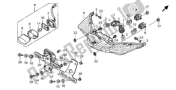 All parts for the Rear Combination Light of the Honda VFR 800A 2009