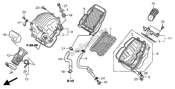 Alle onderdelen voor de Luchtfilter van de Honda CBR 250R 2011
