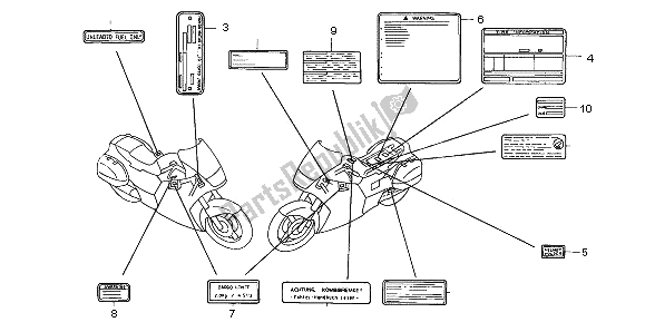 All parts for the Caution Label of the Honda ST 1100A 1996