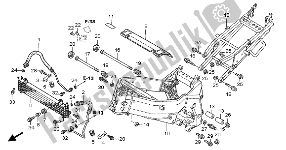 Tutte le parti per il Corpo Del Telaio E Radiatore Dell'olio del Honda CBR 1100 XX 2002