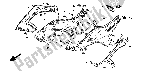 Alle onderdelen voor de Zijdeksel van de Honda NC 700 XA 2012