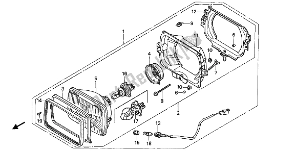 All parts for the Headlight (eu) of the Honda XL 600V Transalp 1992