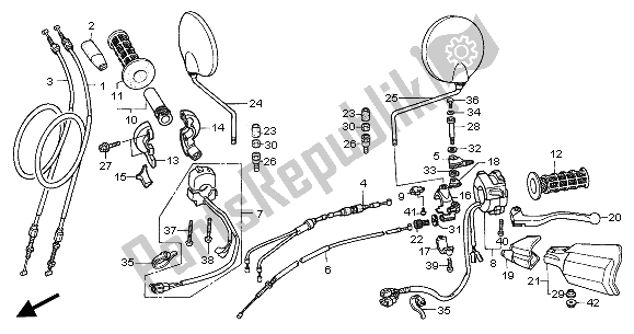 All parts for the Switch & Cable of the Honda XL 1000V 2001