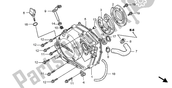 Alle onderdelen voor de Rechter Carterdeksel van de Honda CBR 125 RW 2010