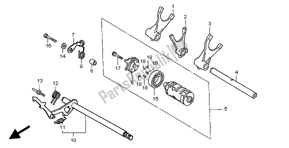 All parts for the Gearshift Drum of the Honda XL 600V Transalp 1997