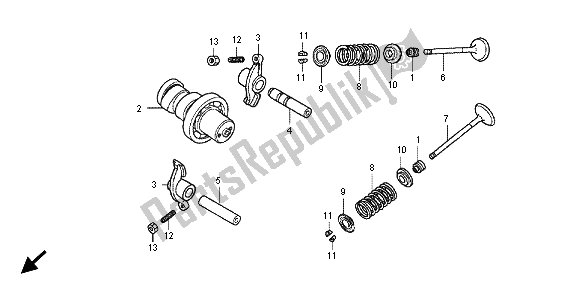 Alle onderdelen voor de Nokkenas & Klep van de Honda SH 150R 2012