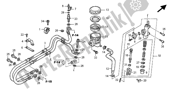 All parts for the Rr. Brake Master Cylinder of the Honda VFR 800 FI 2000