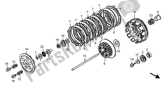 All parts for the Clutch of the Honda CR 250R 2007