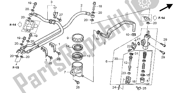 Todas las partes para Rr. Cilindro Maestro Del Freno de Honda CBR 1100 XX 2004