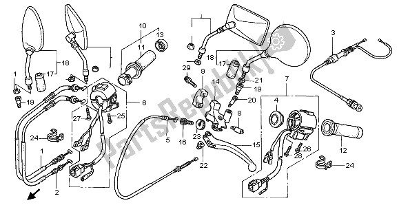 Alle onderdelen voor de Schakelaar & Kabel van de Honda VT 750C2 1998