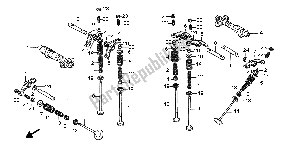 Todas las partes para árbol De Levas Y Válvula de Honda NT 650V 2003