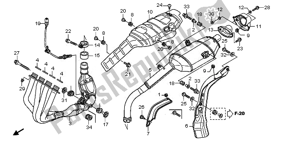 All parts for the Exhaust Muffler of the Honda CBR 600 RR 2008