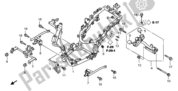 All parts for the Frame Body of the Honda PES 150R 2010