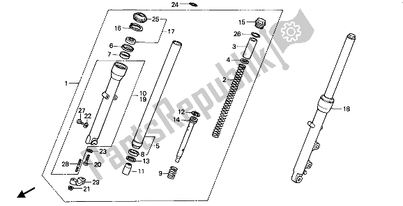 All parts for the Front Fork of the Honda XBR 500S 1988