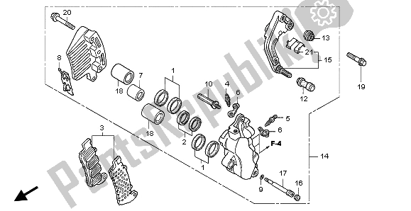 All parts for the L. Front Brake Caliper of the Honda VTX 1800C 2002