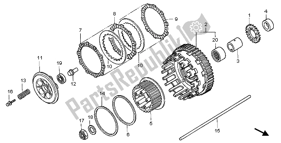 All parts for the Clutch of the Honda VFR 800A 2009