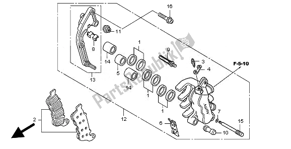 All parts for the Front Brake Caliper (l.) of the Honda CBF 600 NA 2010