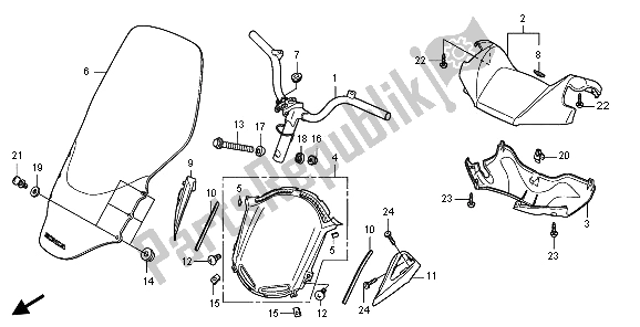 All parts for the Handle Pipe & Handle Cover of the Honda FES 150 2009