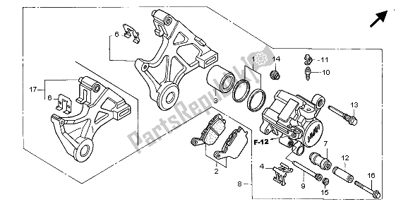 Wszystkie części do Zacisk Hamulca Tylnego Honda VTR 1000 SP 2006