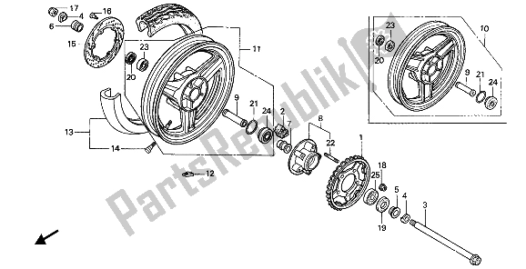 Todas las partes para Rueda Trasera de Honda VFR 750F 1989