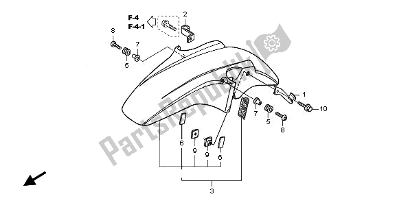 All parts for the Front Fender of the Honda CBF 1000A 2008