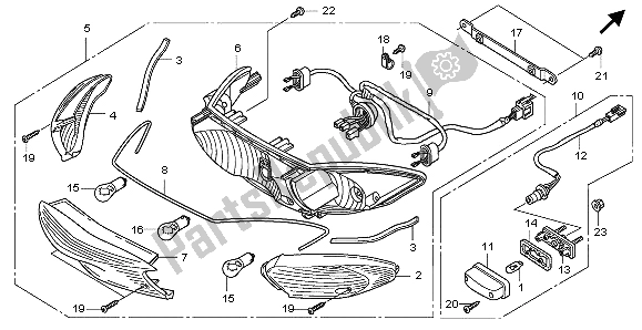 All parts for the Rear Combination Light of the Honda CBF 1000S 2007