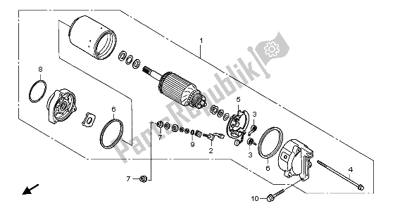 All parts for the Starting Motor of the Honda VFR 800 2007