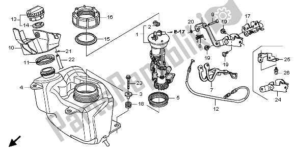 Alle onderdelen voor de Benzinetank van de Honda FES 150A 2007