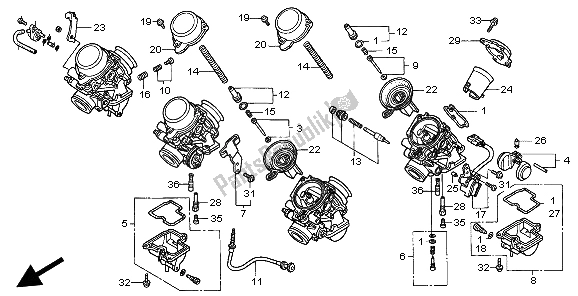 All parts for the Carburetor (component Parts) of the Honda CBR 900 RR 1999