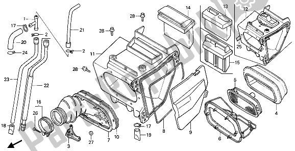 All parts for the Air Cleaner of the Honda XR 600R 1990