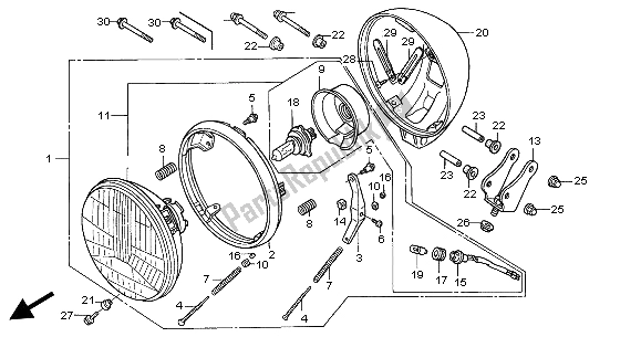 Toutes les pièces pour le Phare (royaume-uni) du Honda VT 125C 2004