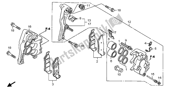 Tutte le parti per il Pinza Freno Anteriore del Honda XL 700V Transalp 2008