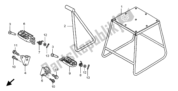 All parts for the Stand & Step of the Honda CRF 450R 2009