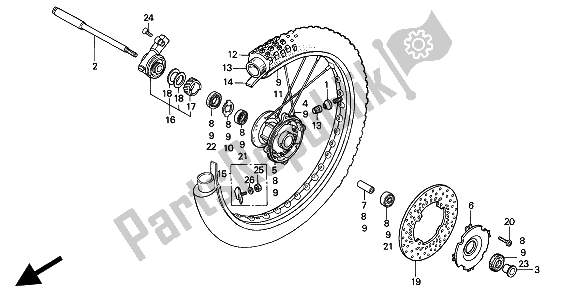 Toutes les pièces pour le Roue Avant du Honda XR 600R 1993