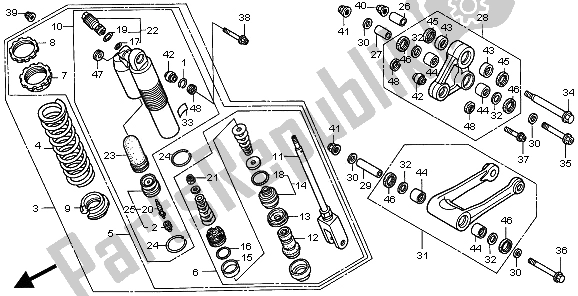 All parts for the Rear Cushion of the Honda CR 500R 2001