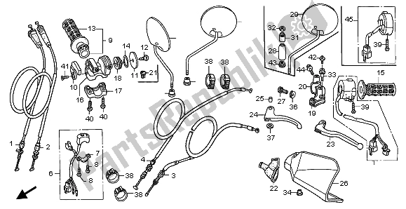 Toutes les pièces pour le Levier De Poignée Et Interrupteur Et Câble du Honda XR 650R 2002