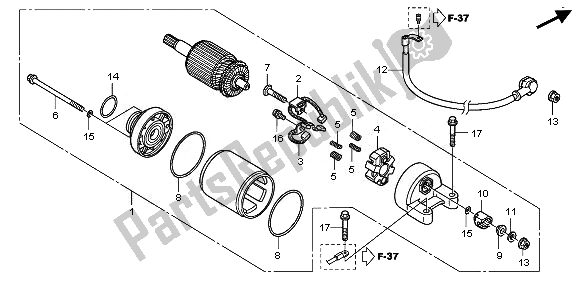 All parts for the Starter Motor of the Honda VT 750 SA 2010
