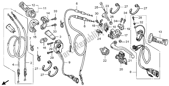 All parts for the Handle Lever & Switch & Cable of the Honda CRF 450X 2006