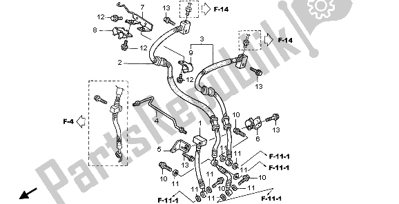 All parts for the Front Brake Hose of the Honda VFR 800 2007