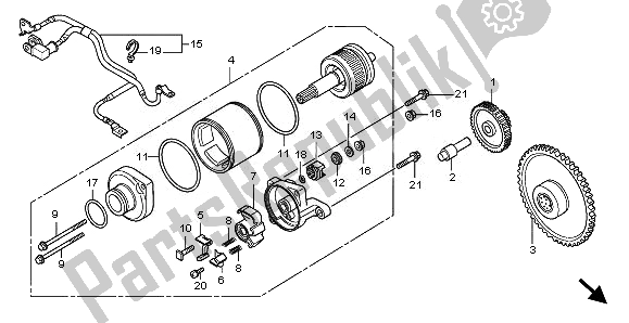 All parts for the Starting Motor of the Honda SH 125 2010