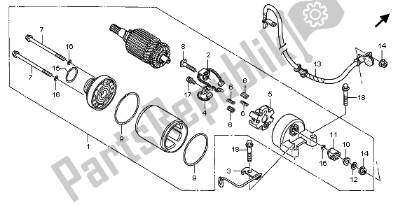 All parts for the Starting Motor of the Honda XL 700V Transalp 2009