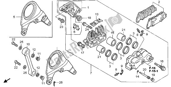 Tutte le parti per il Pinza Freno Posteriore del Honda VFR 800A 2006