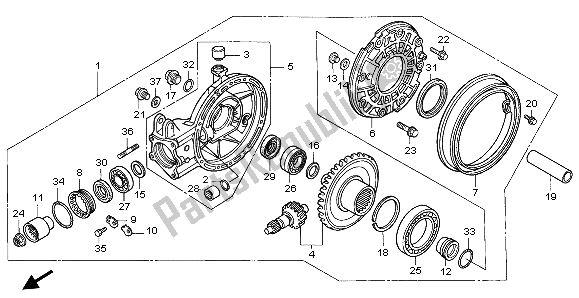 All parts for the Final Driven Gear of the Honda ST 1100 1999