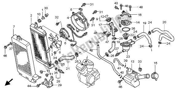 Alle onderdelen voor de Radiator van de Honda VT 750C2 1998