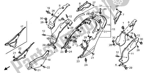 Tutte le parti per il Coprisella E Rivestimento Laterale del Honda XL 1000 VA 2008